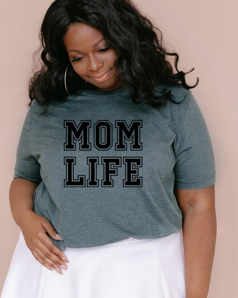 Front of a model wearing a size Large Mom Life in Forest by Simply Sage Market. | dia_product_style_image_id:281709